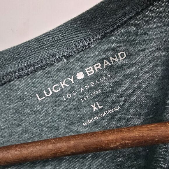 Lucky Brand T Shirt Women XL Green Luck And Love Are Free Scoop Short Sleeve - Picture 3 of 9